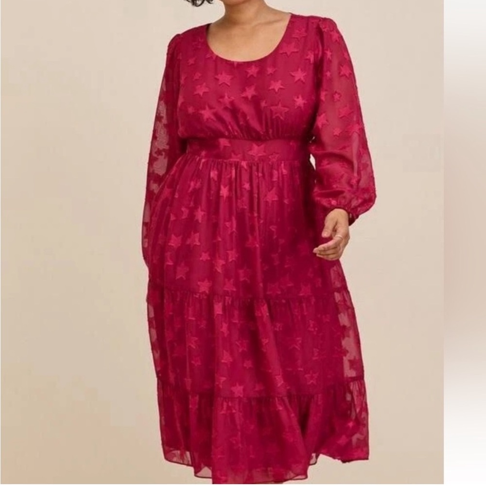 Torrid Size 3 Burgundy Star Midi Dress